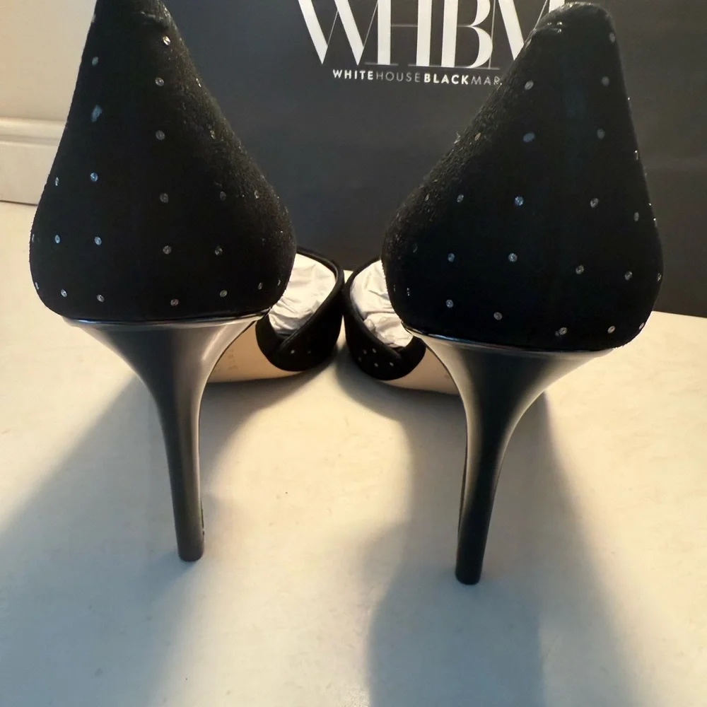 White House Black Market Black Glitter Heels - Picture 8 of 9